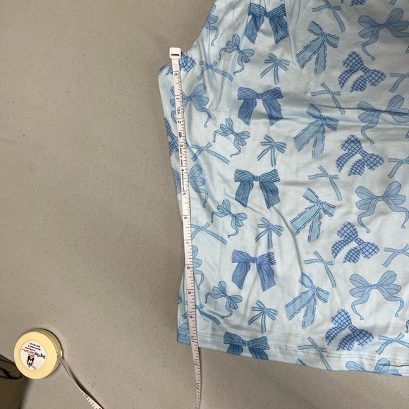 NWOT blue pajama set with ribbons, about knee length shorts size XL - Picture 6 of 7